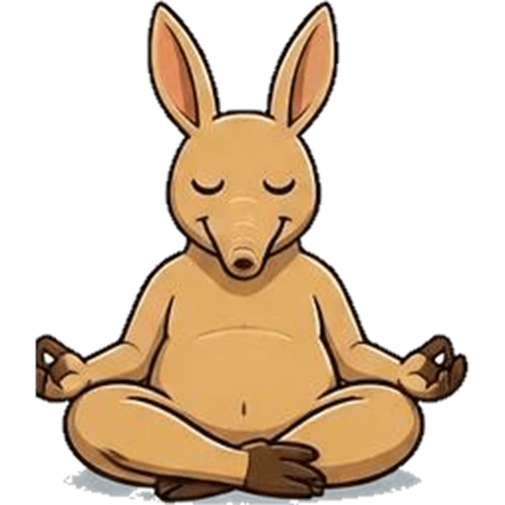 Aardvark meditating cross-legged