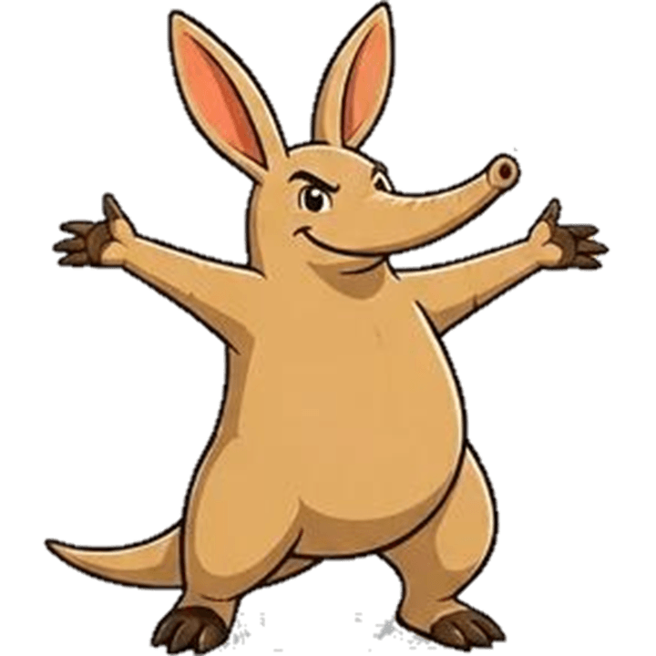 Aardvark standing with arms wide open
