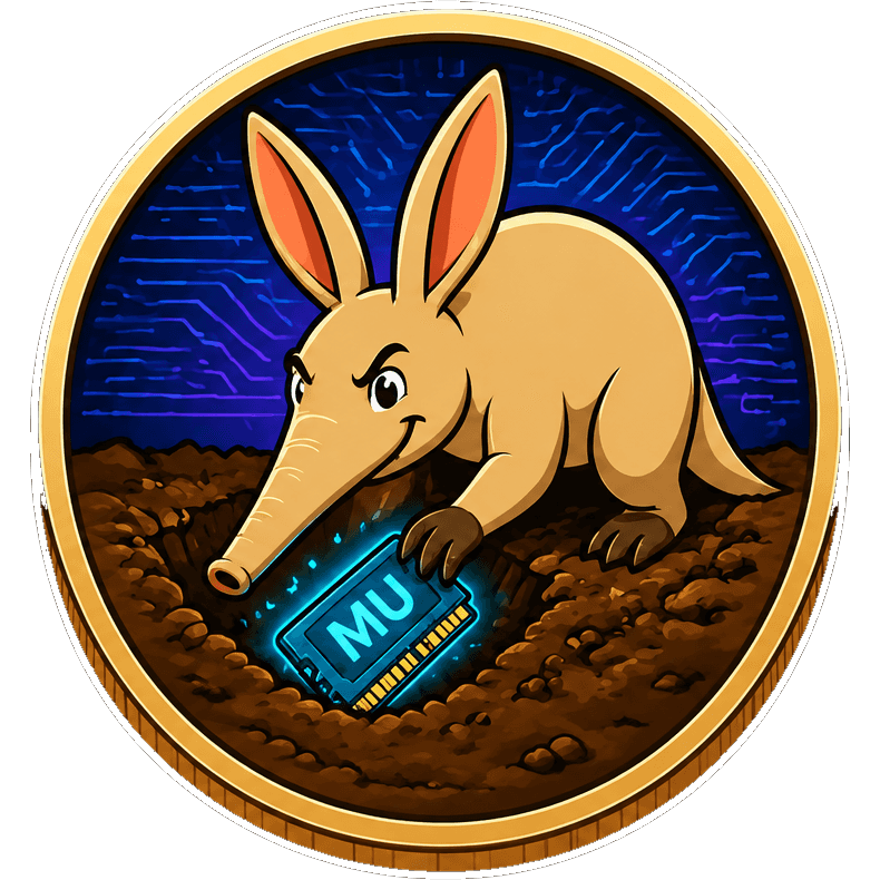 $AARD coin: an aardvark digging up a MU memory module